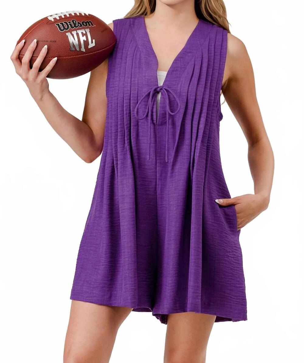 NEW PIXI + IVY kelley pleated sleeveless romper in purple